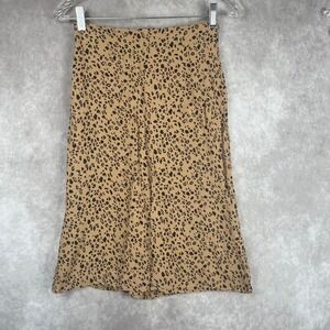 Reformation‎ Rea Skirt 2 Midi Tan Black Leopard Print Midi Straight Pencil Lined